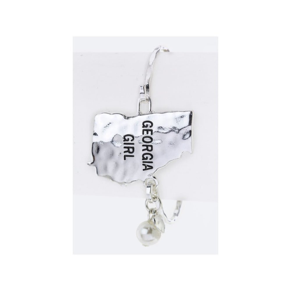 New Stylish Georgia Girl State Map Hook Bracelets Jewelry Gift Set - Silver